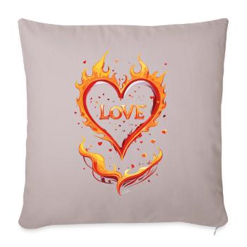 Love valentin coeur feu - Coussin et housse de 45 x 45 cm - taupe clair - Devant