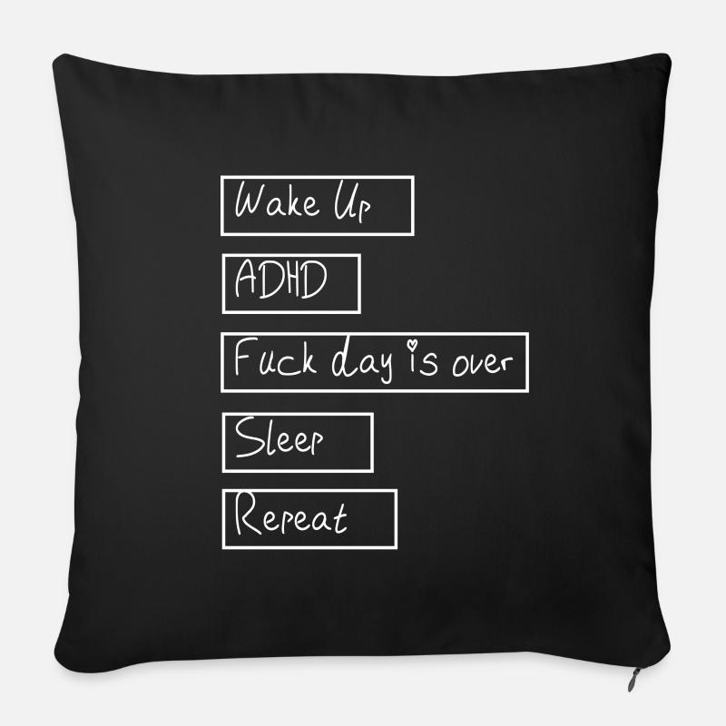 ADHD daily Routine / ADHS - Sofakissen mit Füllung 45 x 45 cm - Schwarz