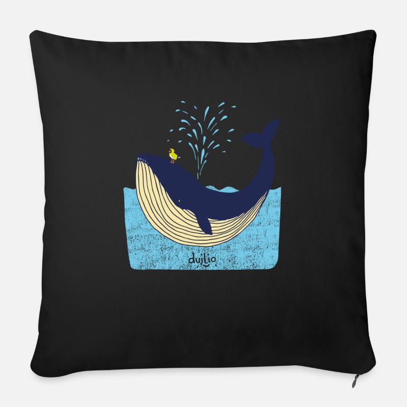 baleine duilio - Coussin et housse de 45 x 45 cm - noir