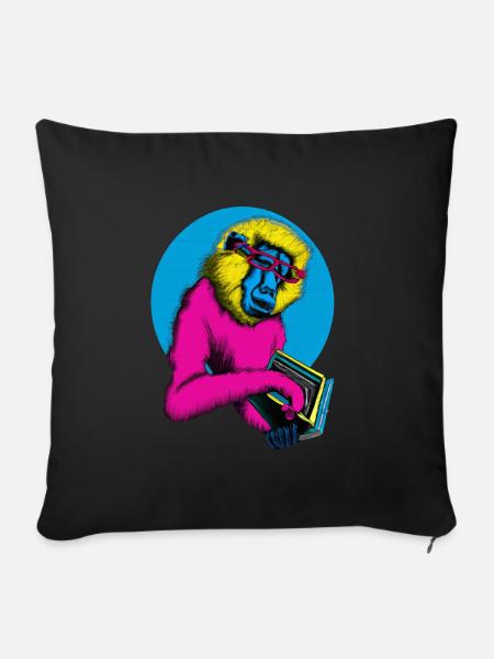 Cool Book Monkey - Sofakissen mit Füllung 45 x 45 cm - Schwarz