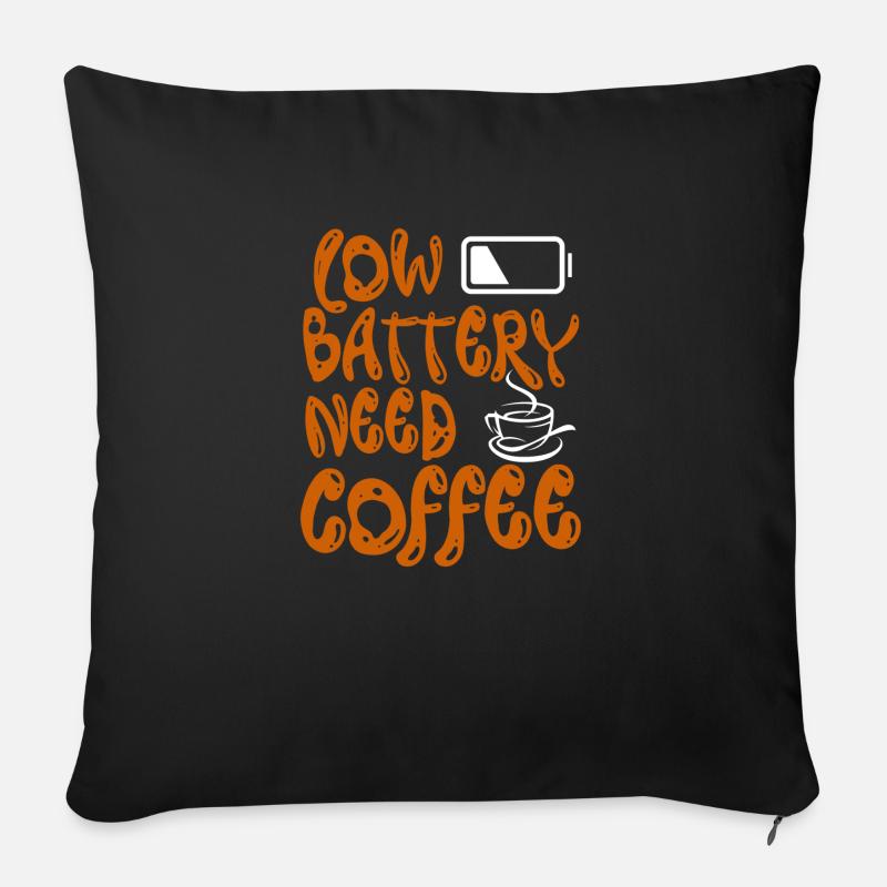 Batterie batterie café muffins matinal café cadeau - Coussin et housse de 45 x 45 cm - noir