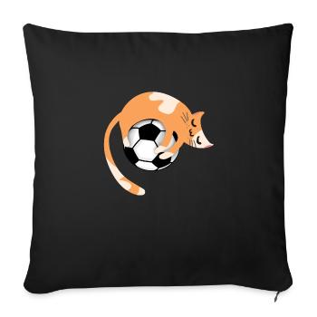 Chat avec le football - Coussin et housse de 45 x 45 cm - noir - Devant