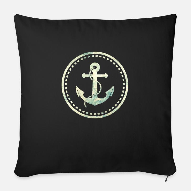 ancre - Coussin et housse de 45 x 45 cm - noir