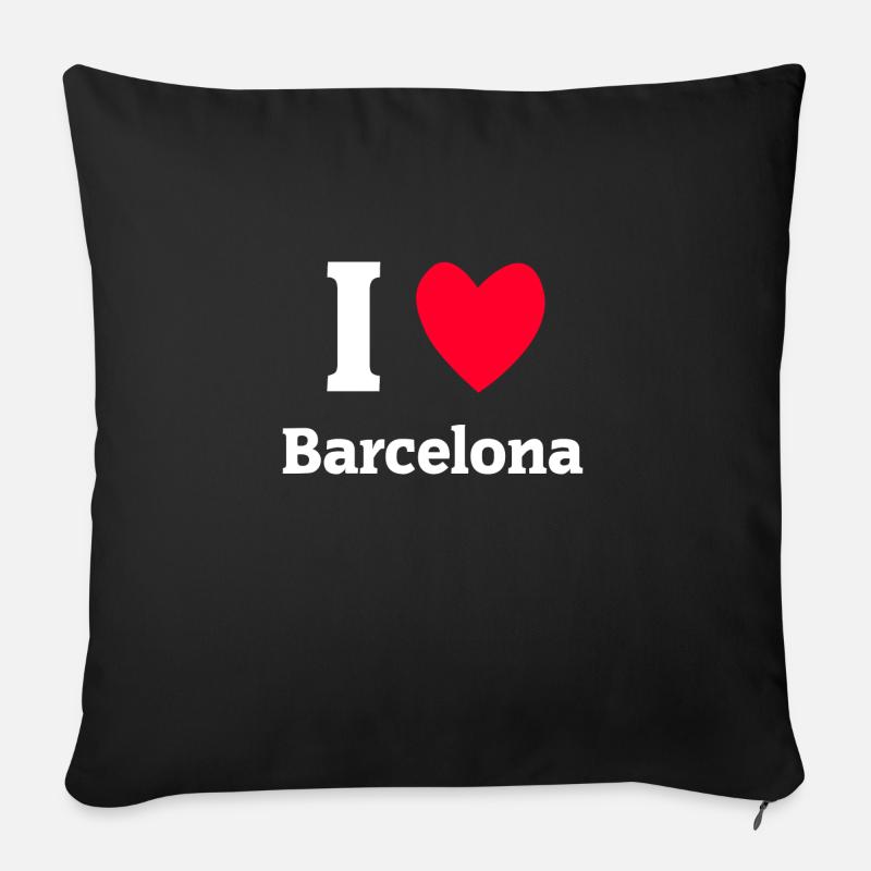 J'aime Barcelone - Coussin et housse de 45 x 45 cm - noir