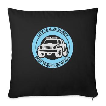 Lustiges Geländewagen Offroad Auto 4x4 Geschenk - Sofakissen mit Füllung 45 x 45 cm - Schwarz - Vorne