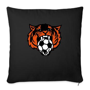 foot tigre rugit face dessin logo club - Coussin et housse de 45 x 45 cm - noir - Devant