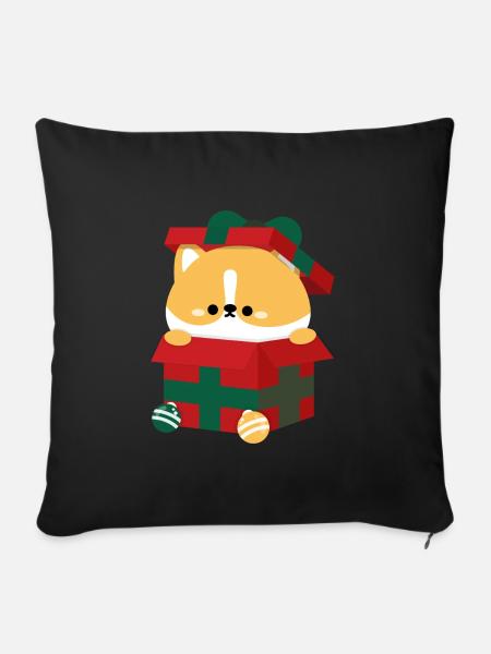 Corgi Weihnachtsgeschenk - Sofakissen mit Füllung 45 x 45 cm - Schwarz