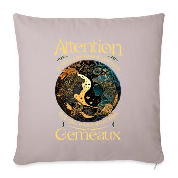 Gémeaux - Signe du Zodiaque, Humour Astrologie - Coussin et housse de 45 x 45 cm - taupe clair - Devant