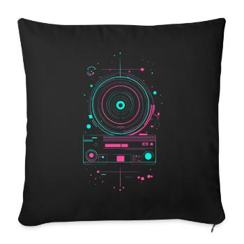 Magnétophone rétro vintage nostalgique - Coussin et housse de 45 x 45 cm - noir - Devant