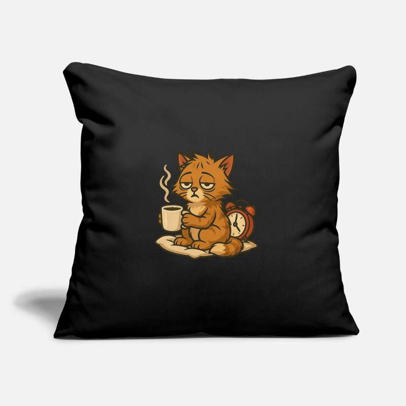 Conception de grincement matinal – chat avec du café Coussin et housse de 45 x 45 cm