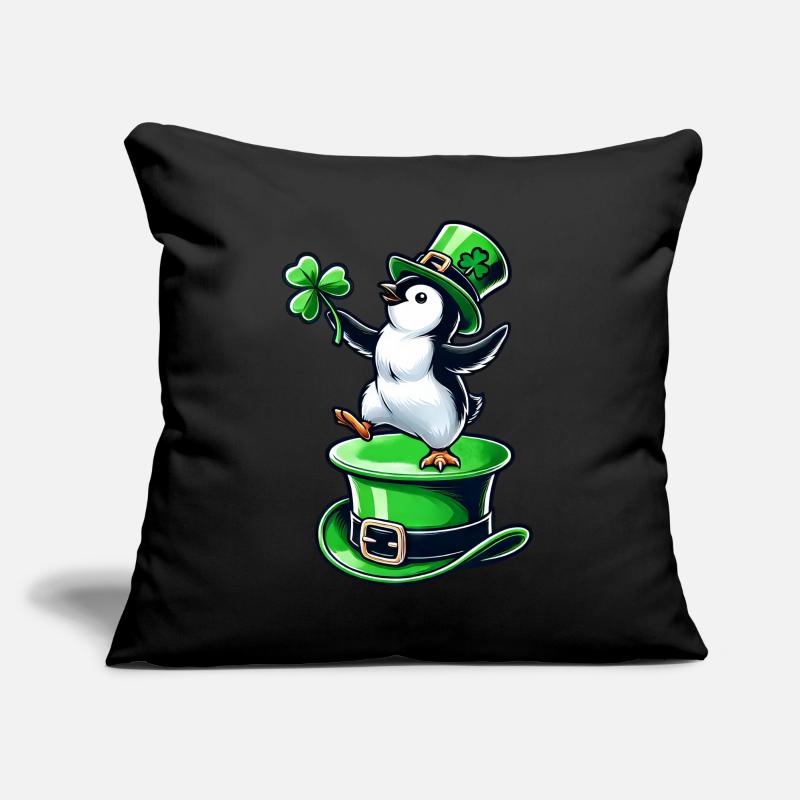 Pingouin de la Saint-Patrick avec chapeau haut de forme dansant Coussin et housse de 45 x 45 cm