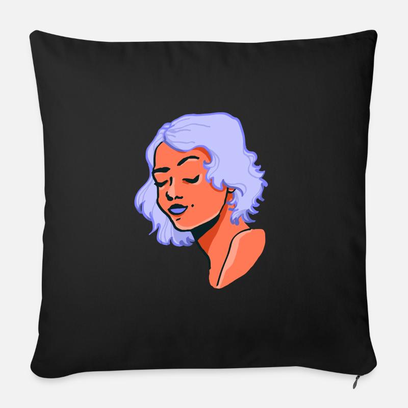 orange gurl - Coussin et housse de 45 x 45 cm - noir