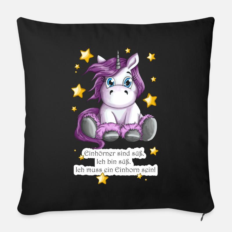 Ich bin ein süßes Einhorn Zuckersüßes Motiv - Sofakissen mit Füllung 45 x 45 cm - Schwarz