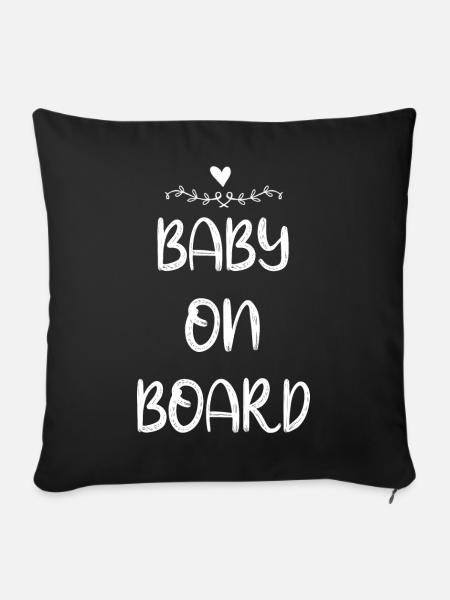 Baby On Board Herz - Sofakissen mit Füllung 45 x 45 cm - Schwarz