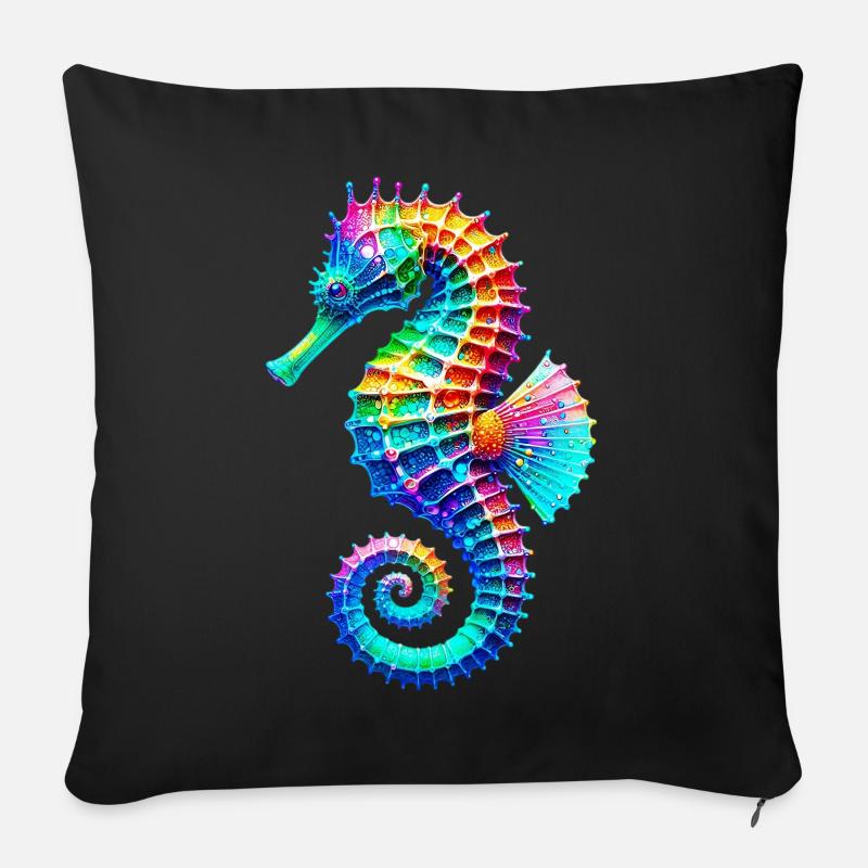 Seepferdchen - Sofakissen mit Füllung 45 x 45 cm - Schwarz