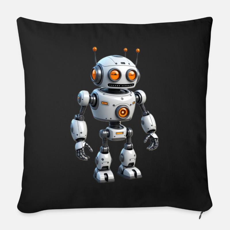 Cartoon Roboter - Sofakissen mit Füllung 45 x 45 cm - Schwarz