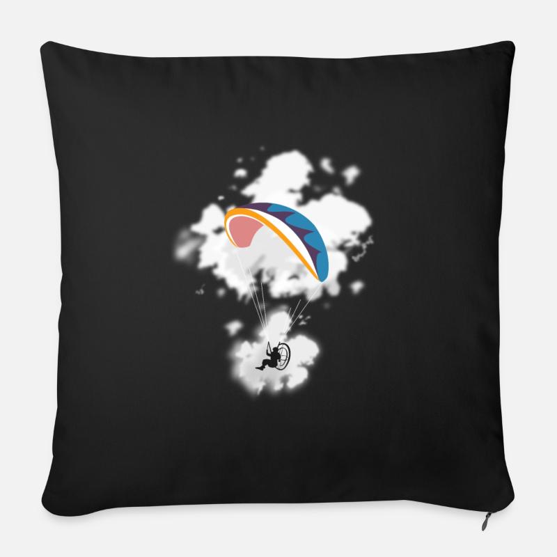 Cadeaux de paramoteur paramotor et parapentiste - Coussin et housse de 45 x 45 cm - noir