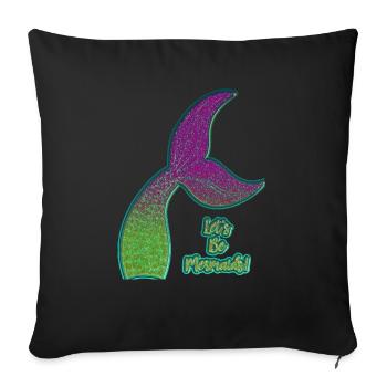 Colorful mermaid fin - Sofa pillow with filling 45cm x 45cm - black - Front