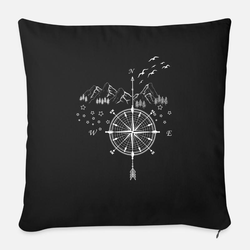 Forest Compass - Sofa pillow with filling 45cm x 45cm - black