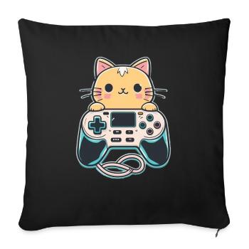 Kawaii Cat - Sofakissen mit Füllung 45 x 45 cm - Schwarz - Vorne