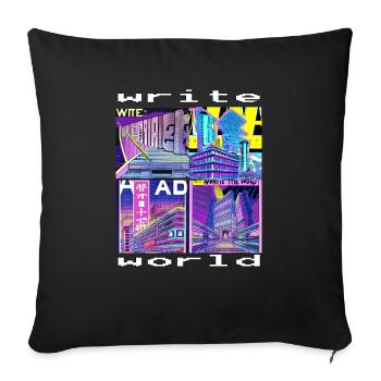 write world - Sofakissen mit Füllung 45 x 45 cm - Schwarz - Vorne