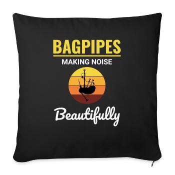 Instrument de joueur de cornemuse Musique écossaise - Coussin et housse de 45 x 45 cm - noir - Devant