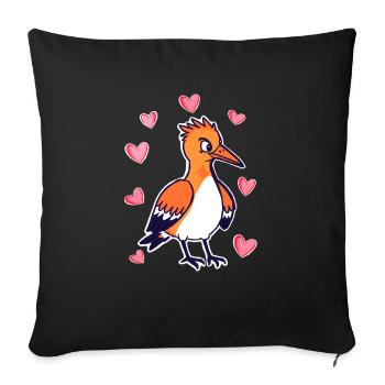 Oiseau de dessin animé - Coussin et housse de 45 x 45 cm - noir - Devant