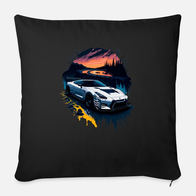 Sportwagen - Sofakissen mit Füllung 45 x 45 cm - Schwarz