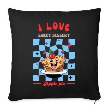Dessert tarte aux pommes - Coussin et housse de 45 x 45 cm - noir - Devant