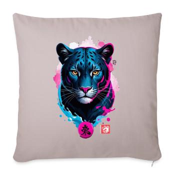 Panther Dream Pink Blue - Sofa pillow with filling 45cm x 45cm - light taupe - Front