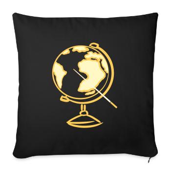 Globe. Geography. Teacher - Sofa pillow with filling 45cm x 45cm - black - Front