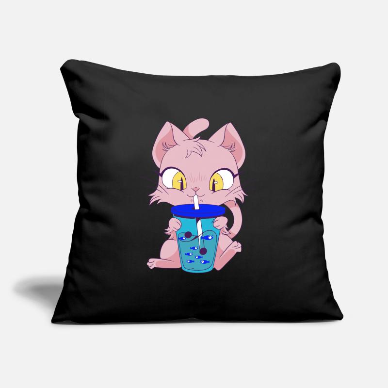 Cat with Fishbubble Tee Sofakissen mit Füllung 45 x 45 cm