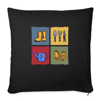 garden allotment garden harvest time gardening - Sofa pillow with filling 45cm x 45cm - black - Front