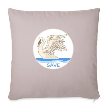 Le cygne « sauve les cygnes » Cygnes Nature Conservation Lac des cygnes - Coussin et housse de 45 x 45 cm - taupe clair - Devant