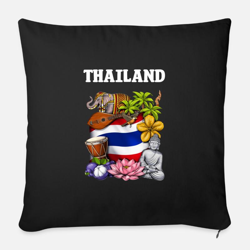 Thailand - Sofakissen mit Füllung 45 x 45 cm - Schwarz