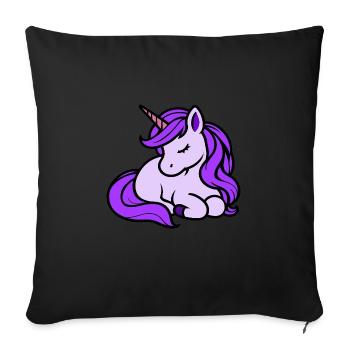 Märchen Lila Einhorn Pferd Pony Sterne Fantasie - Sofakissen mit Füllung 45 x 45 cm - Schwarz - Vorne