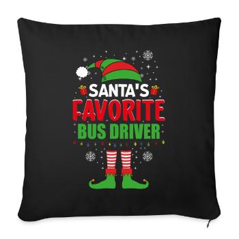 Le chauffeur de bus préféré du Père Noël Elf - Coussin et housse de 45 x 45 cm - noir - Devant