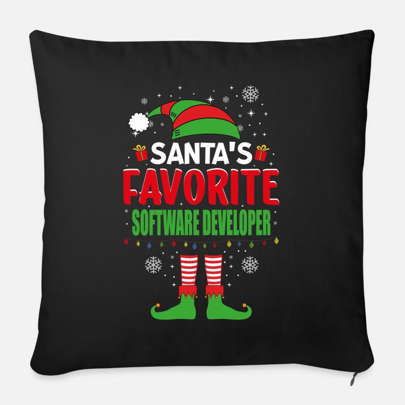 Santa's Favorite Software Developer Elf Christmas - Sofakissen mit Füllung 45 x 45 cm - Schwarz