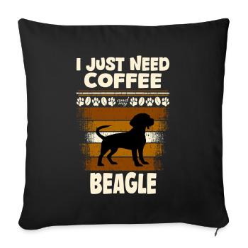 Beagle coffee - Sofa pillow with filling 45cm x 45cm - black - Front