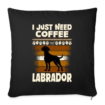 Labrador my dog coffee - Sofa pillow with filling 45cm x 45cm - black - Front