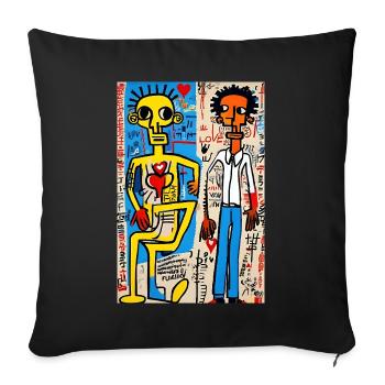 Duo Artistique - Explosion de Couleurs et Symboles - Coussin et housse de 45 x 45 cm - noir - Devant