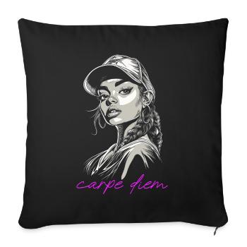 Carpe diem schöne frau latina - Sofakissen mit Füllung 45 x 45 cm - Schwarz - Vorne