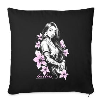 Bella blossom latina chicca - Coussin et housse de 45 x 45 cm - noir - Devant