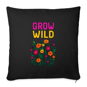 Grow Wild – Floral Power Pixel Shirt - Sofa pillow with filling 45cm x 45cm - black - Front