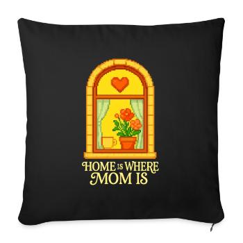 Home Is Where Mom Is – Pixelart Mother's Love Shirt - Sofa pillow with filling 45cm x 45cm - black - Front