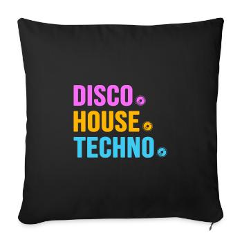 Disco House Techno ballern hard Bass Rave - Sofakissen mit Füllung 45 x 45 cm - Schwarz - Vorne