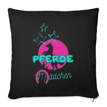 I love clothes / Pferde Mädchen (helles Design) - Sofakissen mit Füllung 45 x 45 cm - Schwarz - Vorne