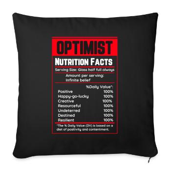 Optimist design - Sofa pillow with filling 45cm x 45cm - black - Front