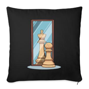 Schach Spiegel König Bauer Spiegelbild - Sofakissen mit Füllung 45 x 45 cm - Schwarz - Vorne