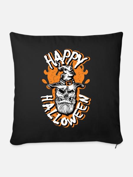 Happy Halloween Beard skull - Sofakissen mit Füllung 45 x 45 cm - Schwarz